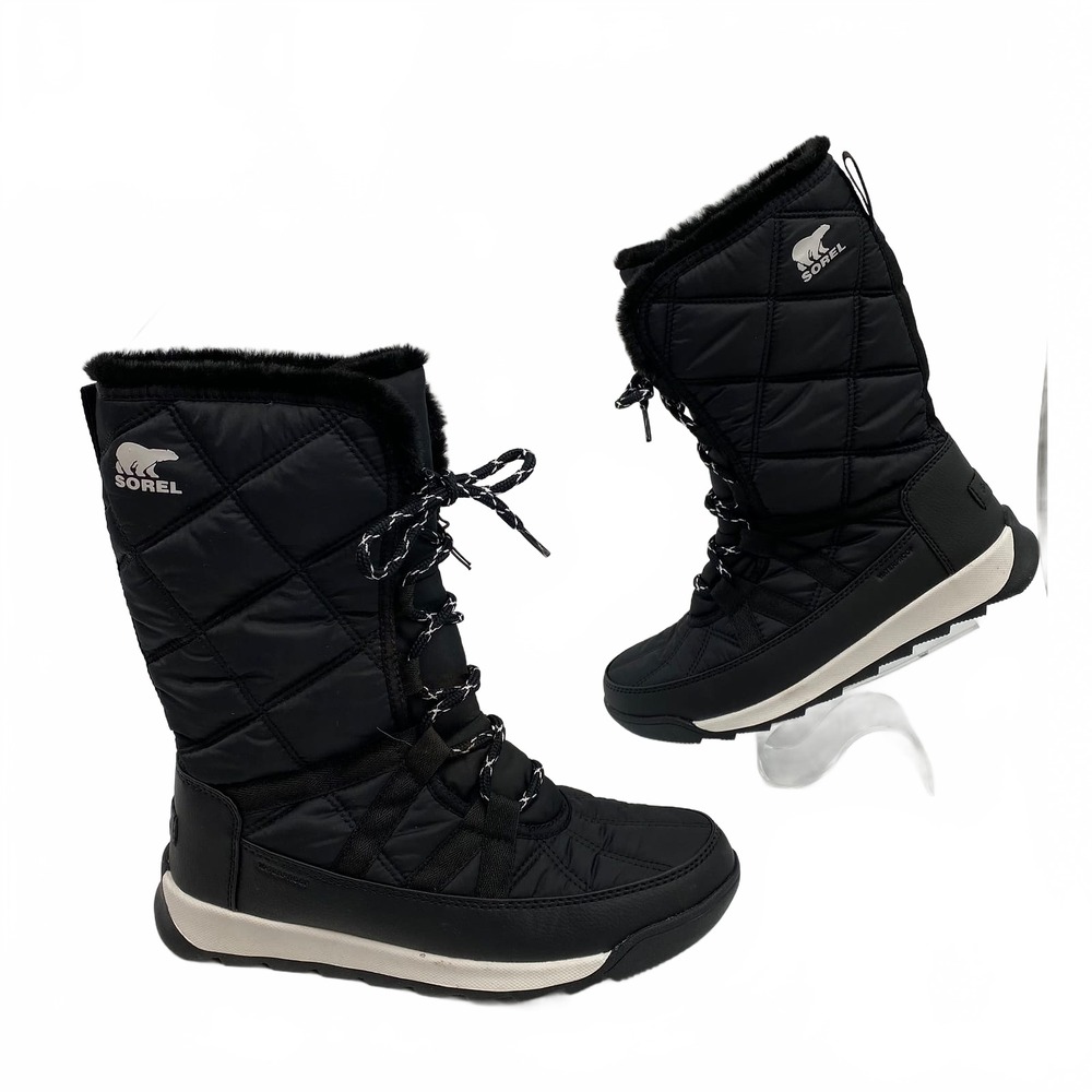 Sorel Black Boots Quilted Lace Up | Womens 8